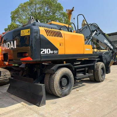 Подержанный корейский Hyundai 210w 21Ton Гидравлический экскаватор на колесах Hyundai 210W R210W-9